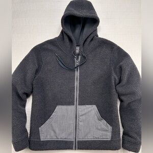 Jaanuu Jacket Sherpa Fleece Full Zip Hoodie Dark Gray & Light Gray Size 1X